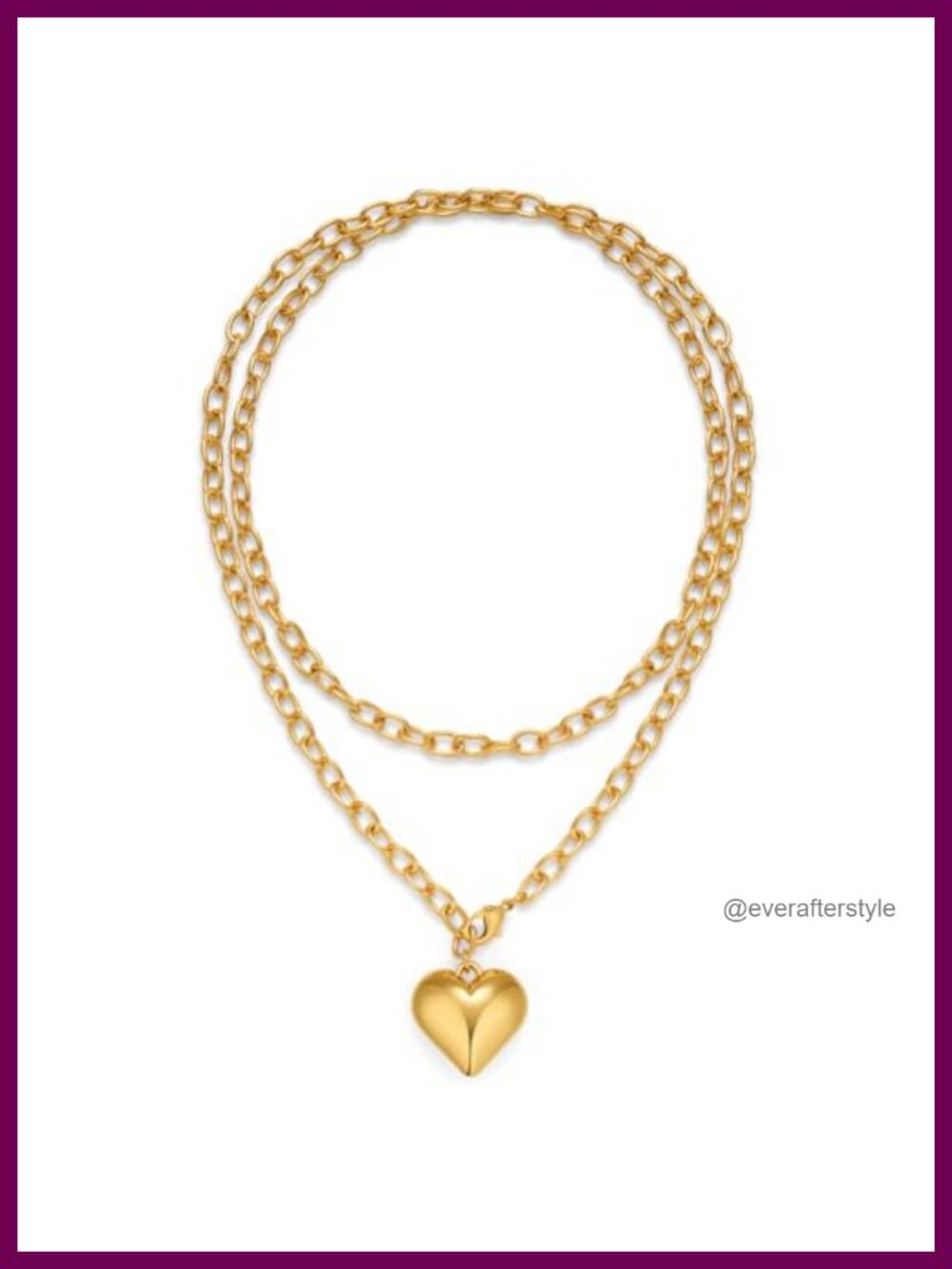 Layered Puffy Heart Pendant Necklace Gold Silver